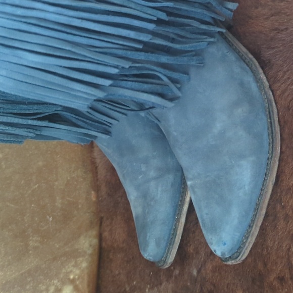 LIBERTY BLACK LB71124 "Vegas" Russian Blue fringe cowgirl boots snip toe sz 10 - Picture 13 of 16